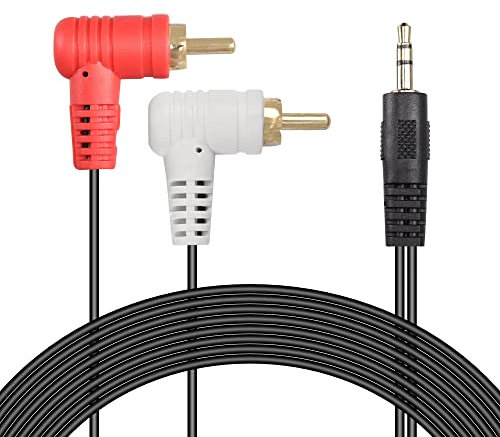 SinLoon 3,5 mm auf 90 Grad RCA-Kabel 4,9 Fuß 3,5 mm Klinke auf 2 RCA-Stecker Stereo-Audiokabel zum Anschließen eines Laptops, Computers, Smartphones an Verstärker, Amp, Hi-Fi-System (1.5M/5FT)