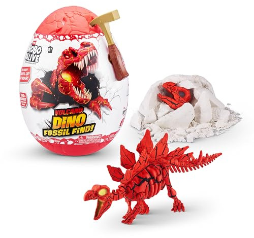 ROBO ALIVE Volcano Dino Fossil Find Scavare e scoprire per bambini dai 4 agli 8 anni, Scavi di fossili preistorici, giocattoli educativi, ottimo kit scientifico per bambine e bambini (Stegosaurus)