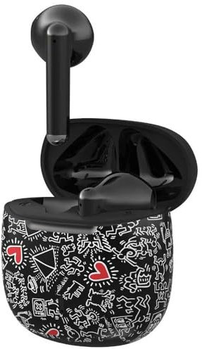 Celly x Keith Haring TWS Auricolari Neri, Cuffie Auricolari Wireless con Controllo Touch, Microfono Incorporato, Box di Ricarica Magnetica e Autonomia Fino a 4 Ore