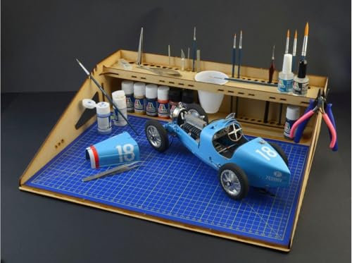 Italeri 50833 Modell-Workstation MDF DIN A3 - Modellbau-Zubehör, Bastelwerkzeug, hochwertiges Modellbauzubehör, Plastikmodellbau Zubehör, Blau