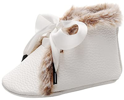 EraAja Babytrage Warm Soft Infant Snow Bowknot Stiefel Baby First Walkers Schuhe Babyschuhe Baby Winterschuhe (White, 20.5 Toddler)