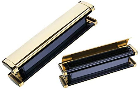 Eighosee Buzón de acero inoxidable, doble cristal y puerta de madera