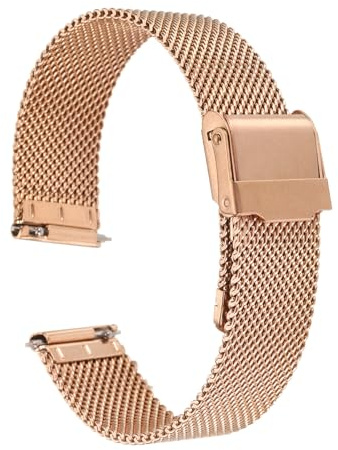 QUARKZMAN Bracelet de Montre en Maille 20mm en Acier inoxydable 316L Dégagement Rapide Réglable Bracelet de Montre en Métal pour Hommes et Femmes, Or Rose