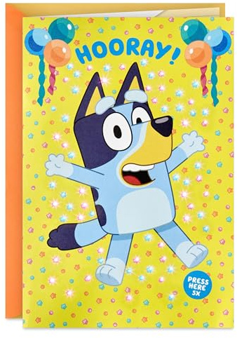 Hallmark Bluey Kids Birthday Card with Sound and Light (Happiest Day Ever) for Son, Daughter, Grandchild