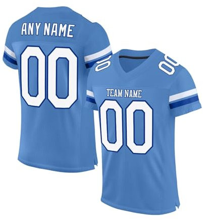 Herren-Sport-T-Shirt, Personalisiert American Football Trikot mit Team Namen Number Logo, Schnelltrocknend Atmungsaktiv Kurzärmelig Fußballtrikot für Damen Kinder