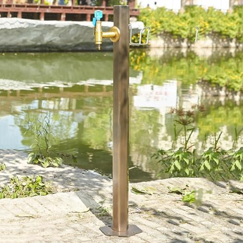 Colonna d'Acqua Giardino Indipendente con Rubinetto in Rame Completo, Tubo da Giardino Verticale per Esterni in Piedi da giardina