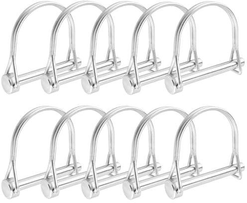 Lot de 10 goupilles pliantes de tuyau, 8 x 70 mm, goupilles rectangulaires, avec goupille de sécurité à fermeture d'encliquetage, pour remorque de ferme, jardin