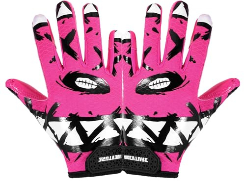 AIGEVTURE Youth Football Gloves Kids Receiver Sticky Football Gloves for Boys Girls Pink XS