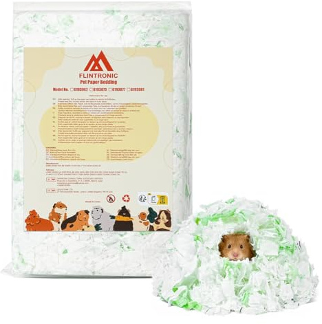 flintronic Lettiera per Piccoli Animali, 15L Biancheria da Letto per Animali Domestici, 99% Priva di Polvere e Antiodore, per Criceto, Coniglio Nano, gerbilli, Roditori(440g)
