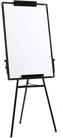 Homewell Whiteboard 90x60 cm med Whiteboard-penna, svamp och 6 magneter, flipchart-stativ-whiteboard, höjdjusterbar, stativ, magnetiskt flipchart White Board för kontor