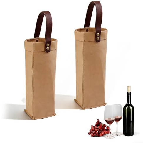 Presentpåsar, presentpåsar återanvändbara och tvättbara kraftpapperspåsar, kraftpapperspåsar för vinflaskor, presenter och drycker