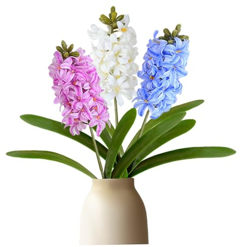 Takingup hyacint, 3 st konstgjorda hyacintblommor 16,5 x 4 simulering 3D verklig touch & vackra blommor för hemmafest dekor