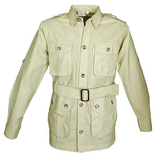 Tag Safari Jacket for Men, Lightweight, Multi Pockets, Perfect for Explorers, Photographers and Journalists - Stone - X-Large