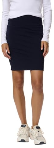 KAFFE Rock Penny Damen Rock Knielang Midirock Jersey Pencil Penny Skirt Strechy Bleistiftrock L, Midnight Marine