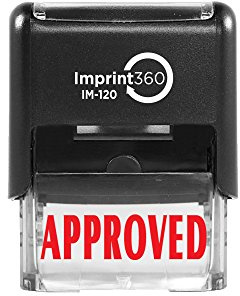 Imprint 360 AS-IMP1020 - Approved, Heavy Duty Commerical Quality Self-Inking Rubber Stamp, Red Ink, 9/16 x 1-1/2 Impression Size, Laser Engraved for Clean, Precise Imprints