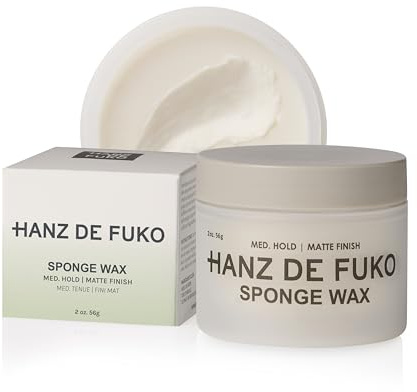 Hanz de Fuko Sponge Wax – Premium Men’s Hair Styling Wax for a Medium Hold, Semi-Matte Finish – Ideal Texture Product for All Hair Types, Especially Thick Hair – 2 oz, Travel Size