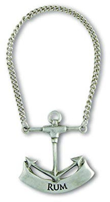 Vagabond House Pewter Ship Anchor RUM Decanter Tag/Liquor Bottle Label- Handcrafted Quality Detail Engraved 2.25 inch Tall