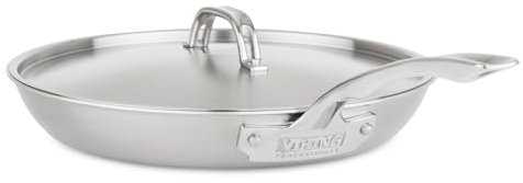 Viking Culinary 4015-1N12SC Professional 5-Ply Stainless Steel Non-Stick Fry Pan with Lid, Silver