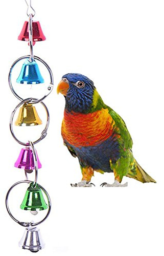 Colourful Ringer Bells Swing Toy for Bird Parrot African Greys Macaw Budgies Parakeet Cockatiels Cockatoo Conure Lovebird Finch Cage Perch
