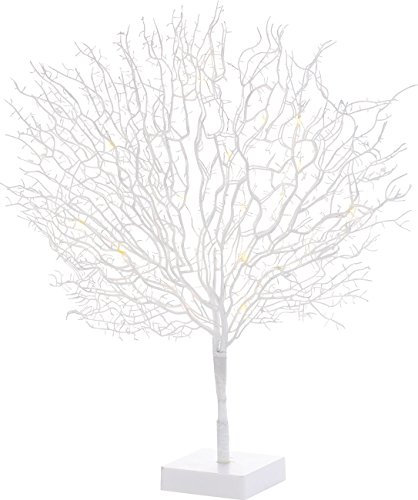Lunartec Lichterbaum Deko: Moderner Lichterbaum mit 25 warmweißen LEDs, 50 cm, weiß (Dekorieren, innen, Weihnachtsbeleuchtung)