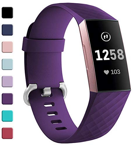 GEAK Strap Compatible for Fitbit Charge 3/Fitbit Charge 4, Adjustable Classic Replacement Wristband for Fitbit Charge 3/Fitbit Charge 4 Activity Tracker Women Men, Small Purple