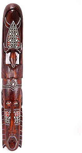 Artisanal Grande maschera da parete africana in legno, 100 cm, motivo: tartaruga colorata.