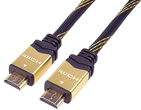 PremiumCord Cavo HDMI 4K Ad Alta velocità M/M, 10,2 Gbps con Ethernet, Compatibile Video 4K@30Hz, Full HD 1080p, Deep Color, 3D, Arc, HDR, Dolby TrueHD, Connettori Placcati Oro, Nero/Oro, 3 m