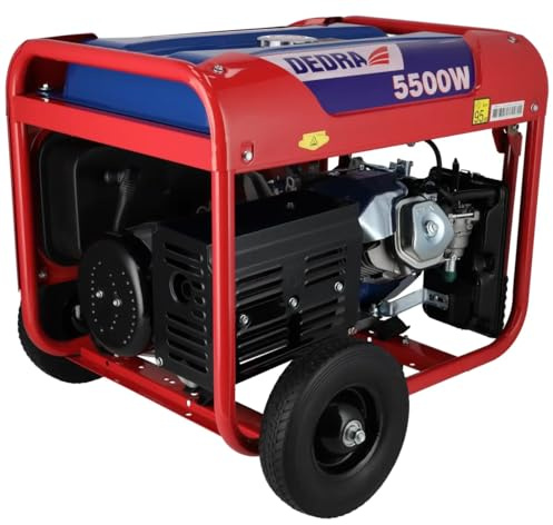 Stromerzeuger, Generator DEDRA, Leistung max. 5,5kW, 389-cm³-Motor, Leistung 5Kw, Kupfermotorwicklung, Notstromversorgung, Kraftstofftank: 25 l, automatischer Spannungsregler