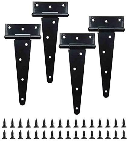 4Stück T-Scharnier Türscharnier Torscharnier 6 Zoll Türband Kreuzgehänge Scharnier aus Schmiedeeisenwaren Stahl, Türangeln Klappscharniere für Werkstor Lagertor Gartentor