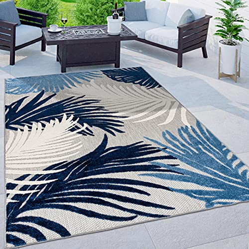 Rugshop Navy Lucca Contemporary Floral Indoor/Outdoor Area Rug Durable Polypropylene, Weather Resistant, Easy to Clean Perfect for Patio, Backyard, Deck and Outdoor Lounge 7'10 x 10'