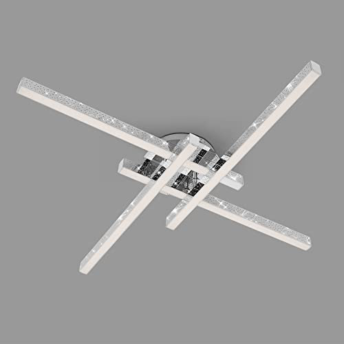 BRILONER Leuchten - LED Deckenleuchte, Deckenlampe inkl. Glitzereffekt, 21 Watt, 2900 Lumen, 3000 Kelvin, Chrom, 600x600x82mm(LxBxH)