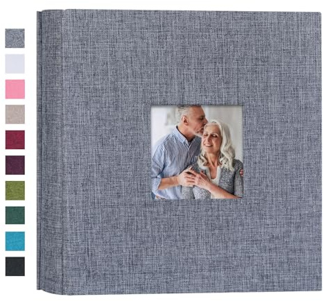 Mublalbum Small Photo Album 4x6 200 Photos Linen Cover Picture Book with Horizontal Pockets for Wedding Family Anniversary and Baby (Gray)