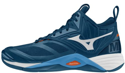 Mizuno Wave Momentum 2 Mid, Scarpe da Pallavolo Unisex Adulto, DarkDenim/White/ScarletIbi, 50 EU, Darkdenim White Scarletibi, 50 EU