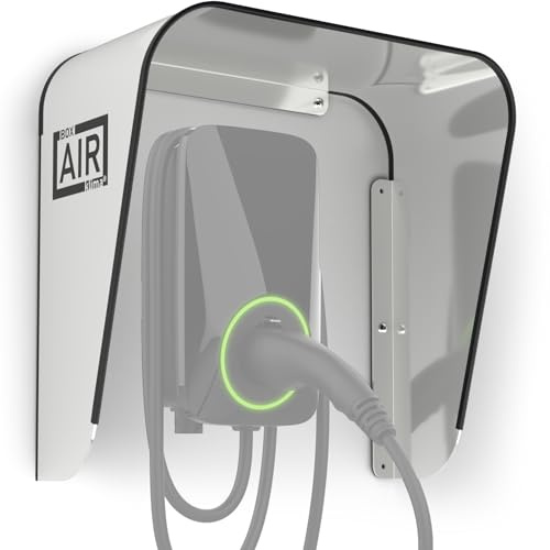 Box Air Klima Funda para Wallbox | Protección contra el clima para estación de carga de autos eléctricos en aluminio compuesto | Techo antilluvia, protección contra el sol y rayos UV
