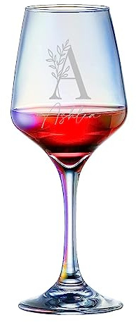 ukgiftstoreonline Personalised Floral Alphabet and Name Rainbow Colourful Iridescent Wine Glass Gift