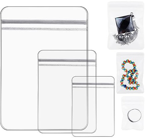 WLLHYF 60 Pcs Jewelry Bag PVC Plastic Zipper Bag Clear Jewelry Storage Pouch Transparent Lock Bag Small Organizer Bag for Holding Jewelry Earring Ring Necklace