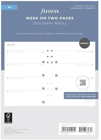 Filofax Terminplaner 2025, A5, 1 Woche auf 2 Seiten
