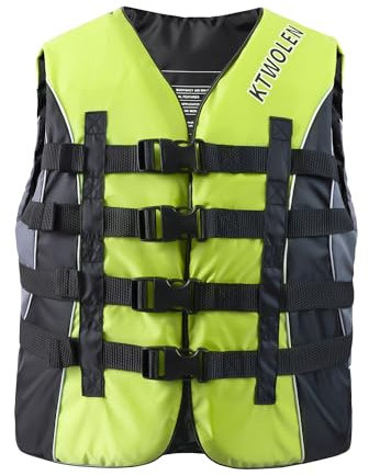 KTWOLEN Aides à la Flottabilité pour Adultes Unisexe Flottaison Veste Aider Gilet de Flottaison pour Les Sports Nautiques, Kayak, Sup, Pêche, Bateau, Plongée en Apnée, Jaune, S