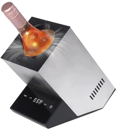 Raffreddatore per vino a bottiglia singola, refrigeratore per bottiglia di vino portatile, refrigeratore per bottiglia di vino da appoggio con controlli della temperatura touch screen, per vari vini