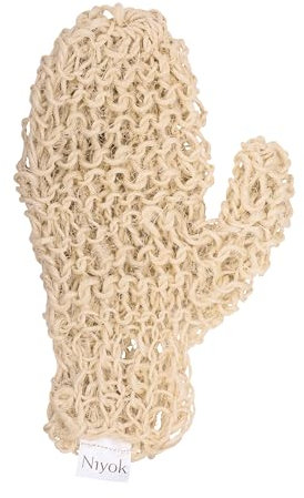 Niyok® Massagehandschuh aus Sisal • Sanfte Reinigung & Massage für Körper & Gesicht • Natürlicher Peelinghandschuh • Body Scrub Handschuh • Duschhandschuh für Körperpeeling • Vegan