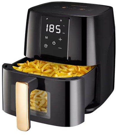 Freidora sin aceite, 5,5 L, 177 W, Pantalla digital, Ventana transparente