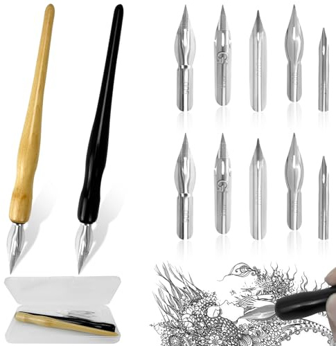 Lot de 5 stylos de calligraphie avec support, 125 mm, 2 couleurs différentes