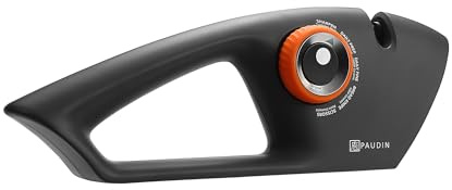 PAUDIN Messerschärfer manuelle Schärfer 5 Stufen Messerschleifer/Knife Sharpener für Küchenmesser Wellenschliffmesser Brotmesser und Scheren Werkzeug zum Schärfen, Abziehen und Polieren von Klingen