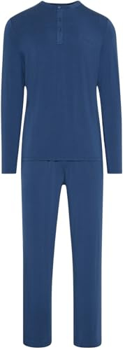 Calvin Klein Set de Pijama Hombre con Botones, Azul (Dark Denim), S