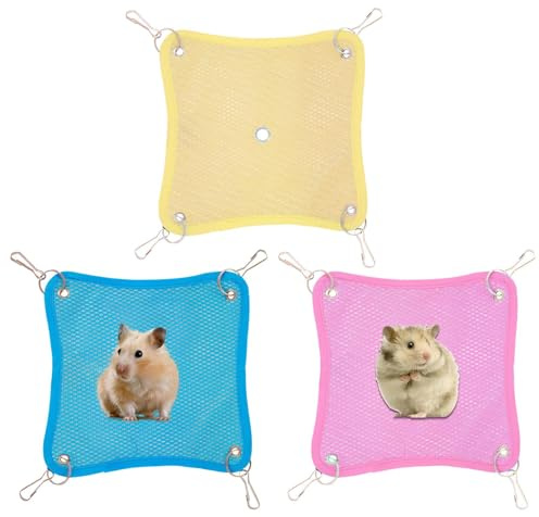 Generico Hamac pour hamsters | 3 pièces Hamac rafraîchissant en maille pour cage à furets | Lit hygiénique amovible séchage rapide pour écureuils hamsters et autres petits animaux domestiques