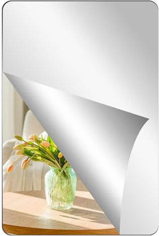 Molain Espejo adhesivo acrílico, pegatinas de espejo acrílico para paredes, 20 x 30 cm, espejo autoadhesivo, espejo flexible, lámina de espejo decorativa, espejo de pared para baño, salón, dormitorio