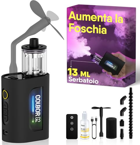 Macchina del Fumo Portatile con Telecomando, COLBOR CF3 Mini Macchina del Nebbia Ricaricabile con Protezione Contro l'inclinazione di 60° per Fotografia, Feste, Scene Cosplay, Halloween