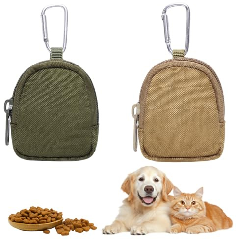 VONJUMA 2 Pcs Sac A Friandise Chien Sacs À Friandises Pour Chien Avec Fermeture Éclair Et Mousqueton Mini Sac Portable Pour L'Entraînement Du Chien