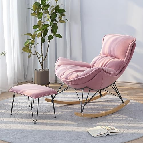 Liggande gungstol med fotstöd – modern avkopplingsstol för vardagsrum och balkong mjuk lounge sits för sovrum snygg och bekväm design