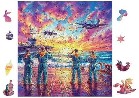 Puzzle De 100 Piezas para Adultos Pilotos Viendo Aviones Pasar 28x28cm Ecológico Seguro No Tóxico Uso Familiar Apto para Todas Las Edades RegaloDivertida